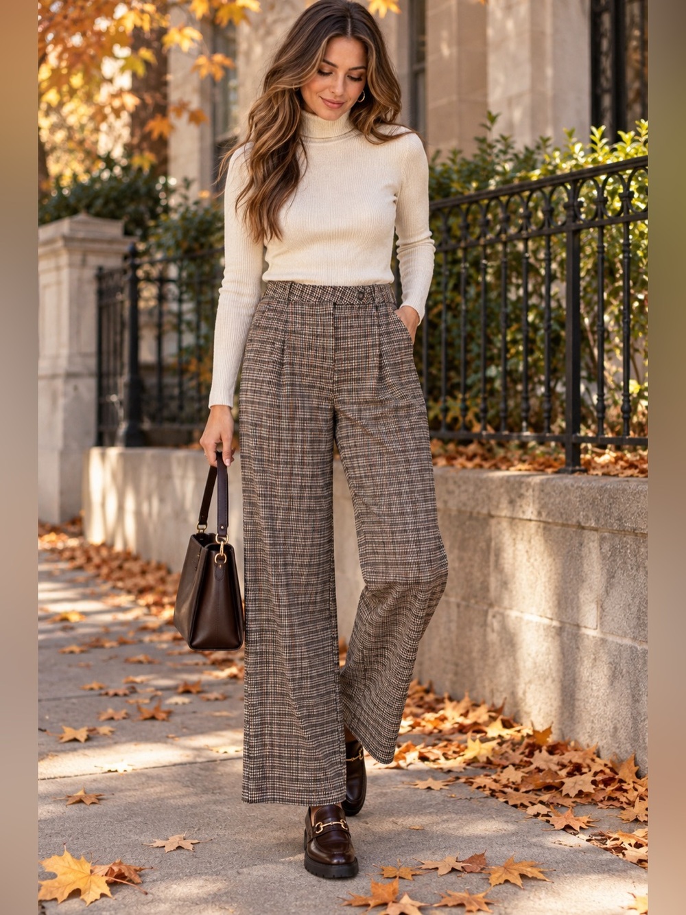 GB Girls Plaid Wide Leg Trouser Pants High Rise Academia Preppy Size 9
